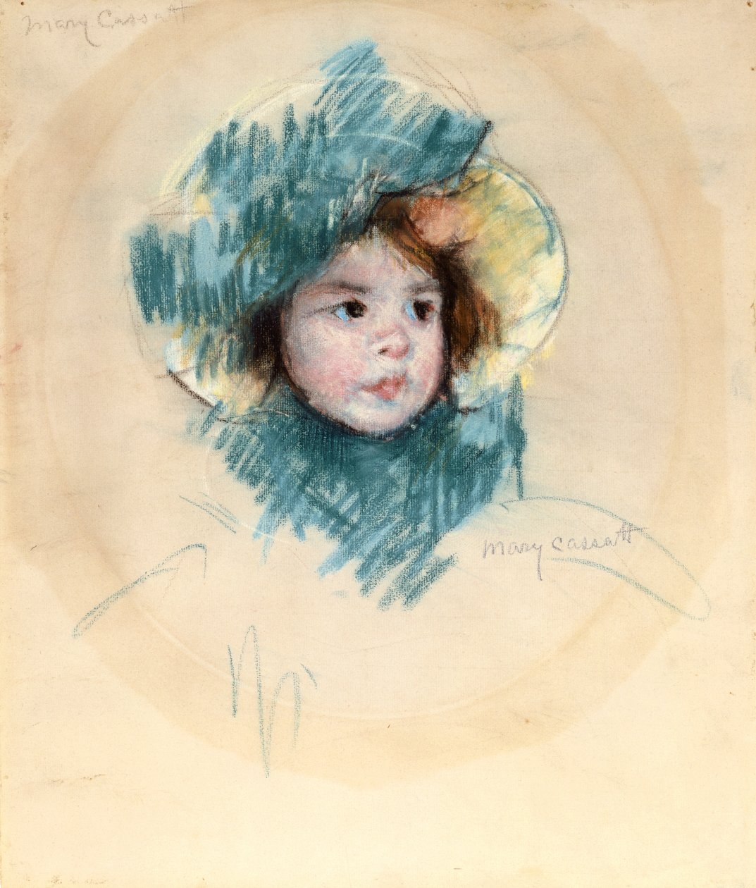 Margot feje (pasztell, fehér papírra) alkotó: Mary Stevenson Cassatt