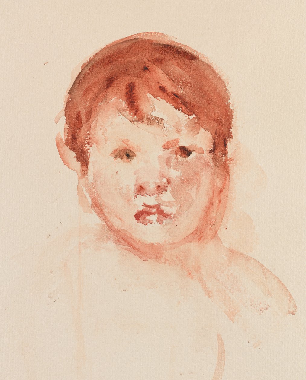 Gyermek feje, 19. század vége – 20. század eleje (akvarell papíron) alkotó: Mary Stevenson Cassatt