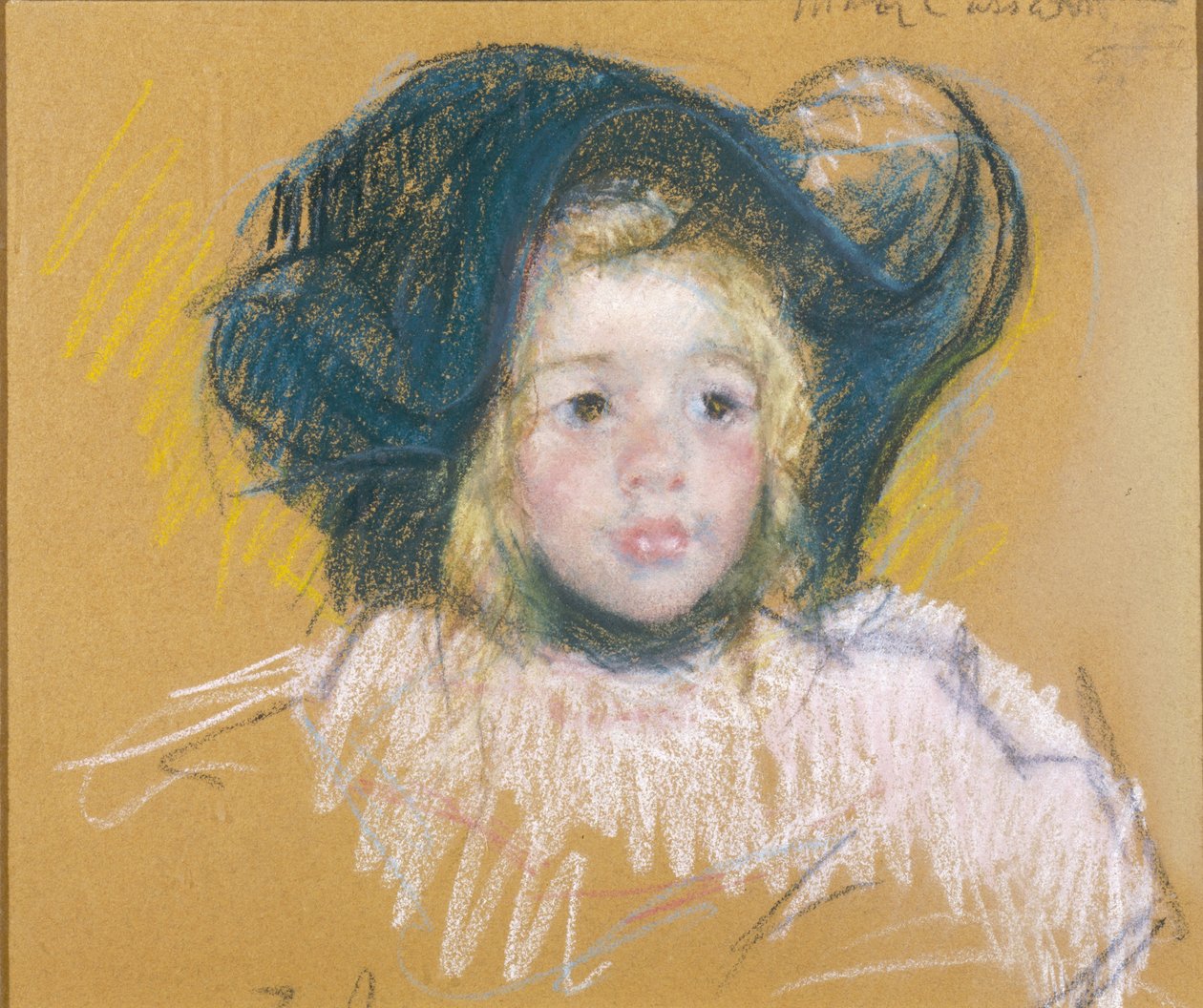 Kislány nagy kalapban, 1904 körüli (pasztell, papír) alkotó: Mary Stevenson Cassatt