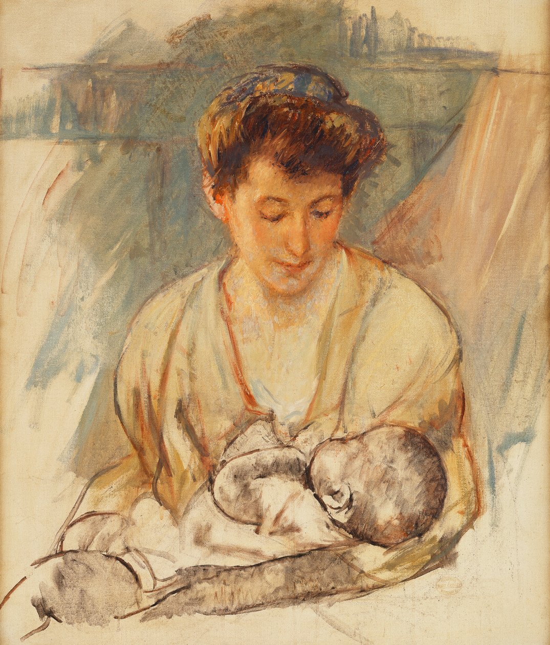 Rose Anya lenéz alvó babájára, 1900 körül alkotó: Mary Cassatt