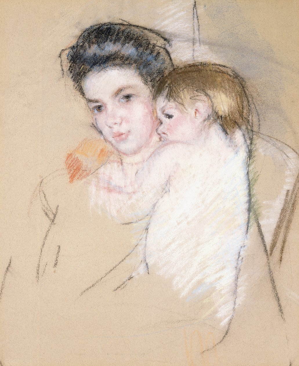 Anya és meztelen gyermek, alkotó: Mary Cassatt
