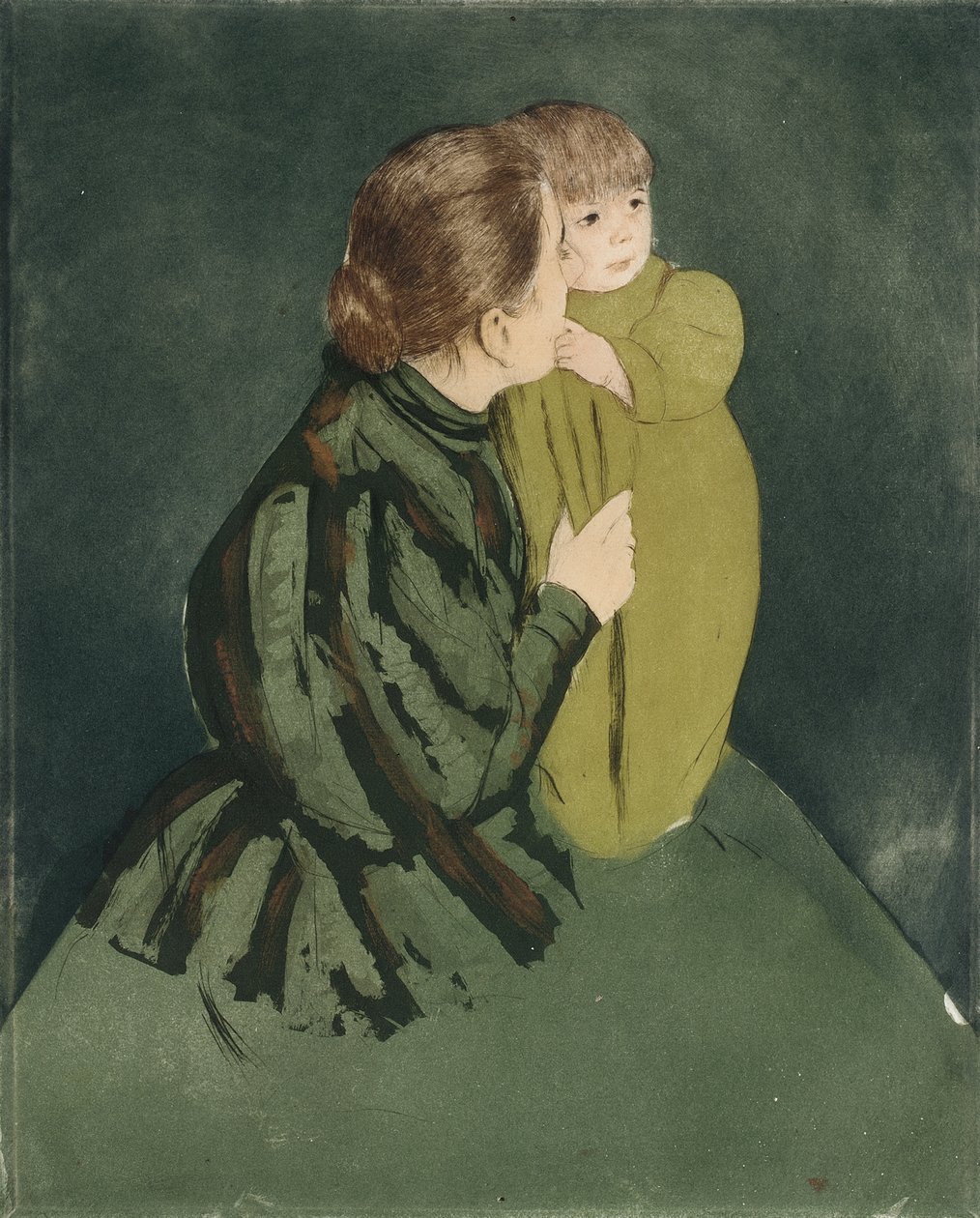 Parasztanya és gyermeke, 1894 körül (szárazhús és akvatinta) alkotó: Mary Stevenson Cassatt