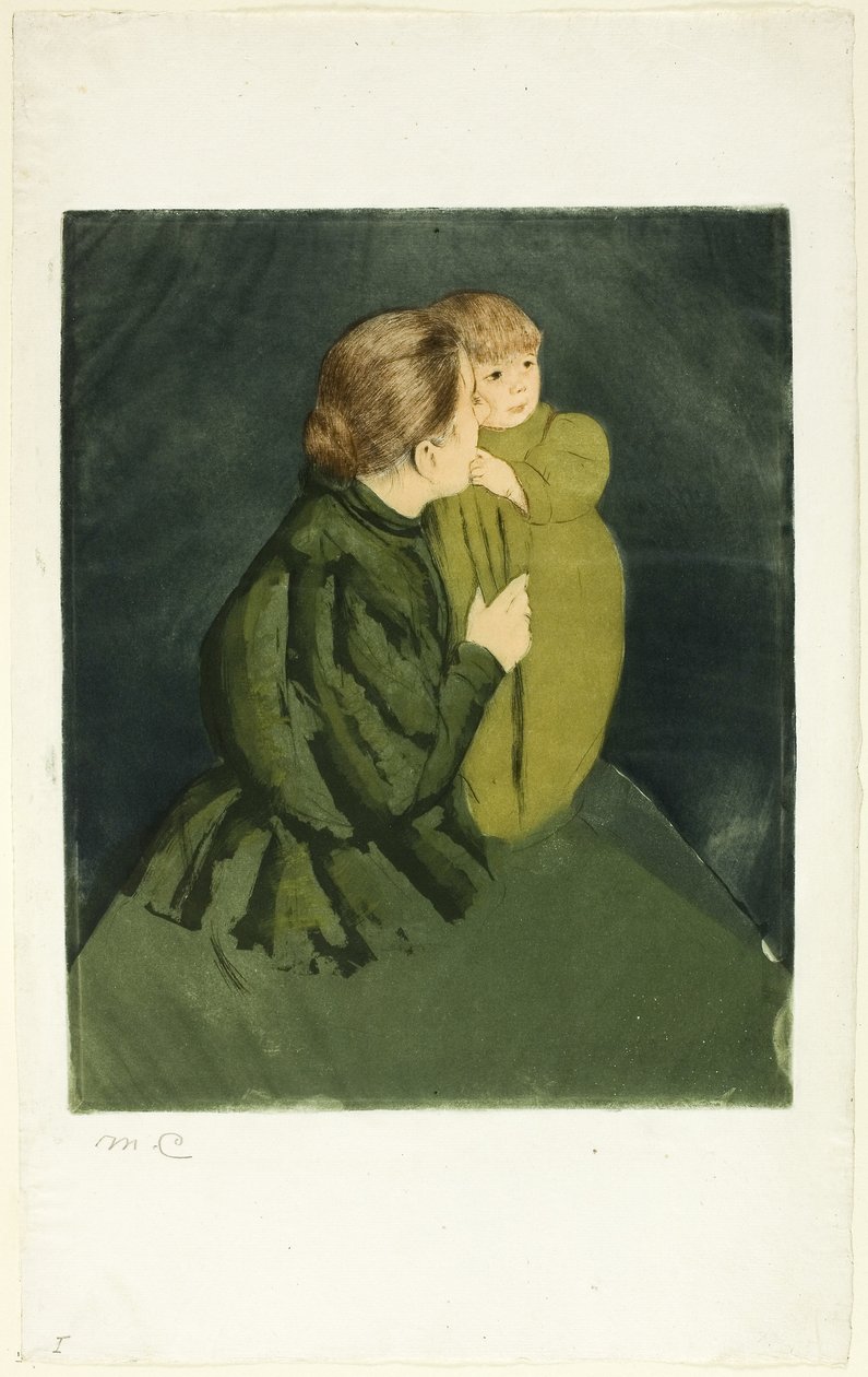 Parasztanya és gyermeke, 1895 körül (metszet és akvatinta) alkotó: Mary Stevenson Cassatt