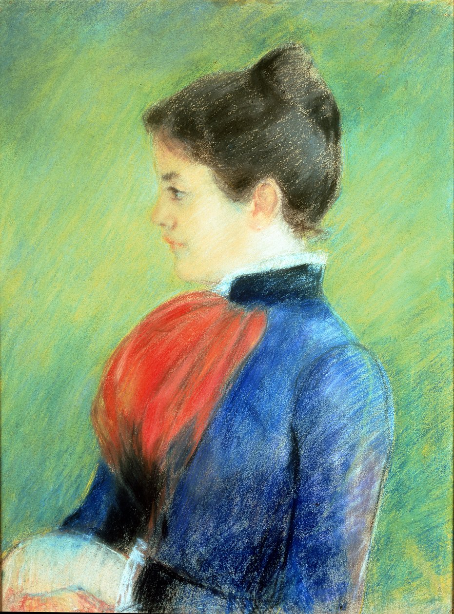 Jabotot viselő nő profilja (pasztell, papíron) alkotó: Mary Stevenson Cassatt