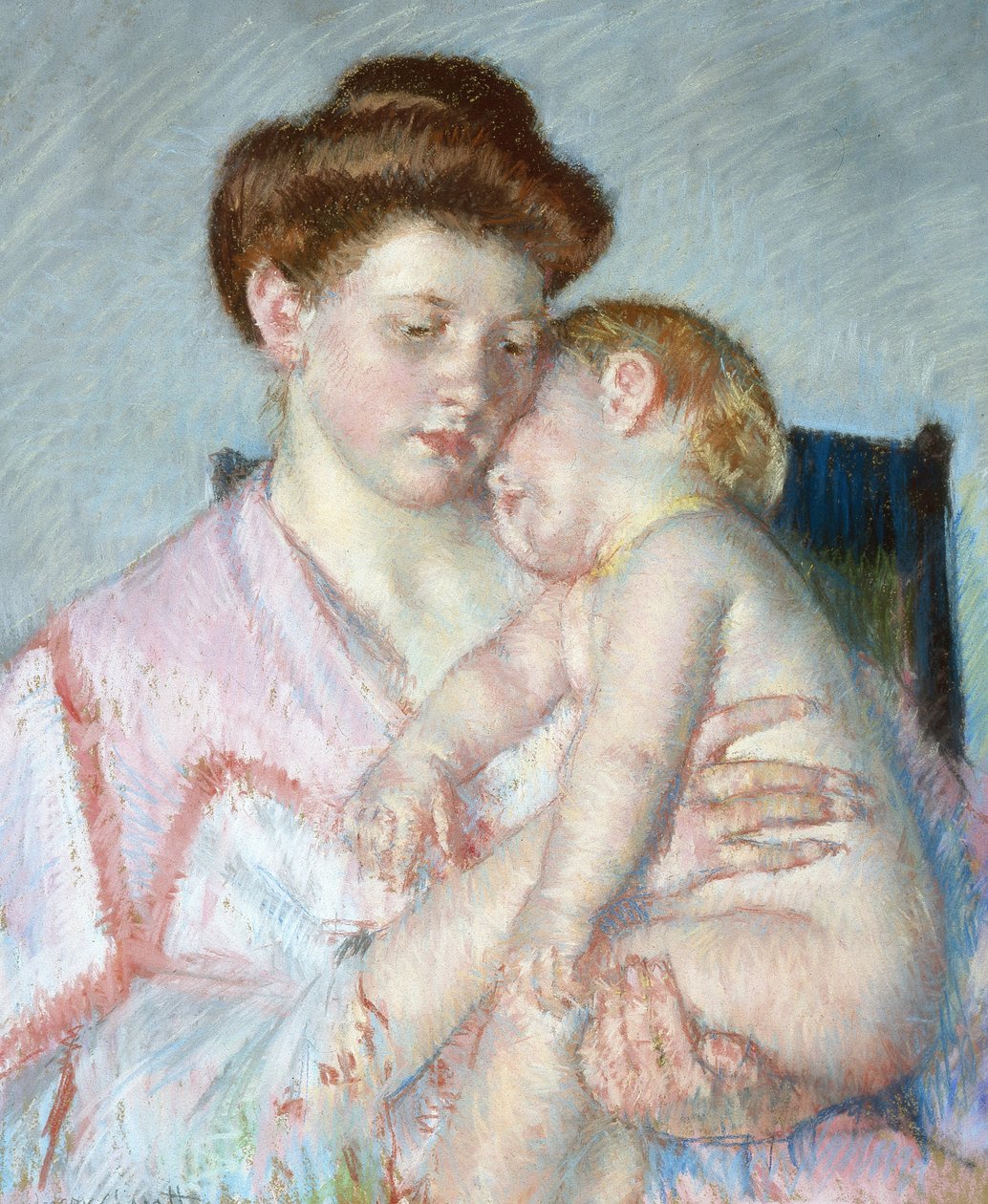 Sleepy Baby, 1910 körül (pasztell, papíron) alkotó: Mary Stevenson Cassatt