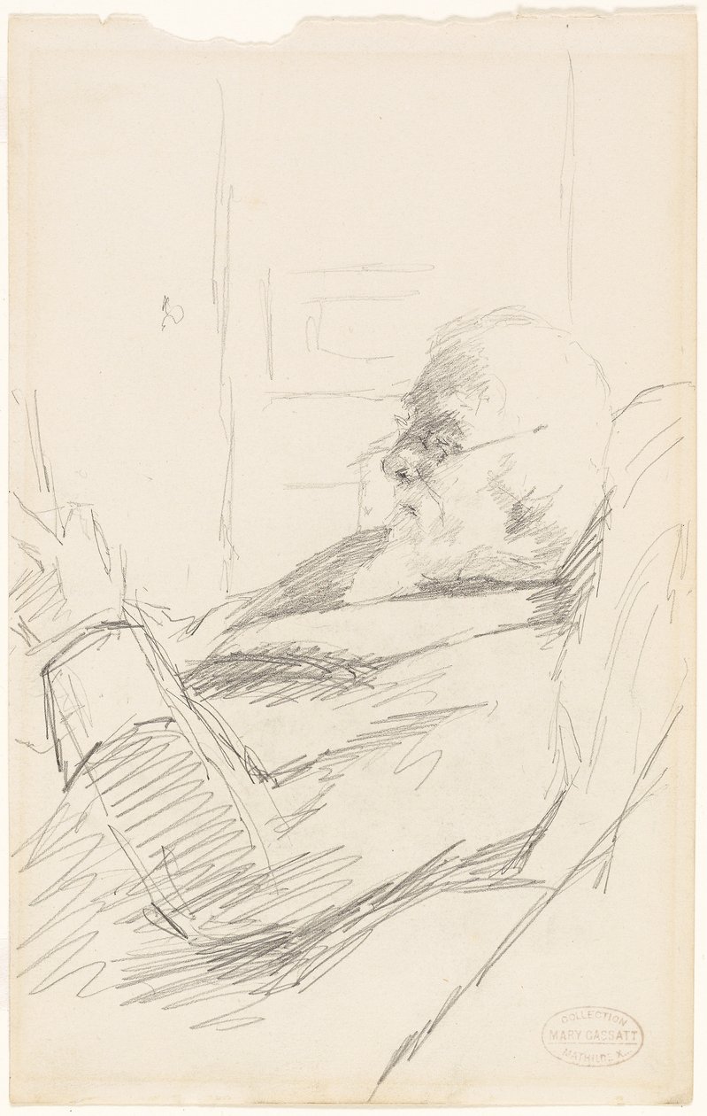 A művész apja olvas, 1883 körül (grafit, elefántcsont vattára) alkotó: Mary Stevenson Cassatt