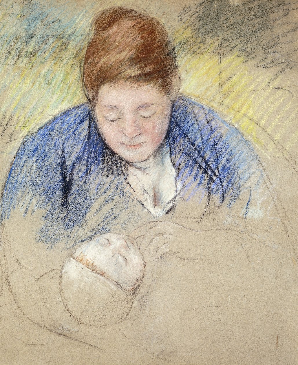 Baba fölé hajló nő; Baba fölé hajló nő, 1907 körül alkotó: Mary Cassatt