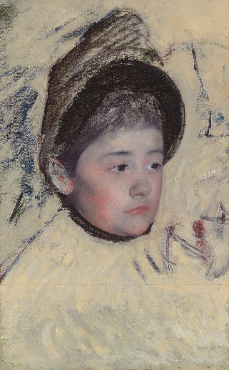 Motorháztetőt viselő nő, 1889 körül alkotó: Mary Cassatt