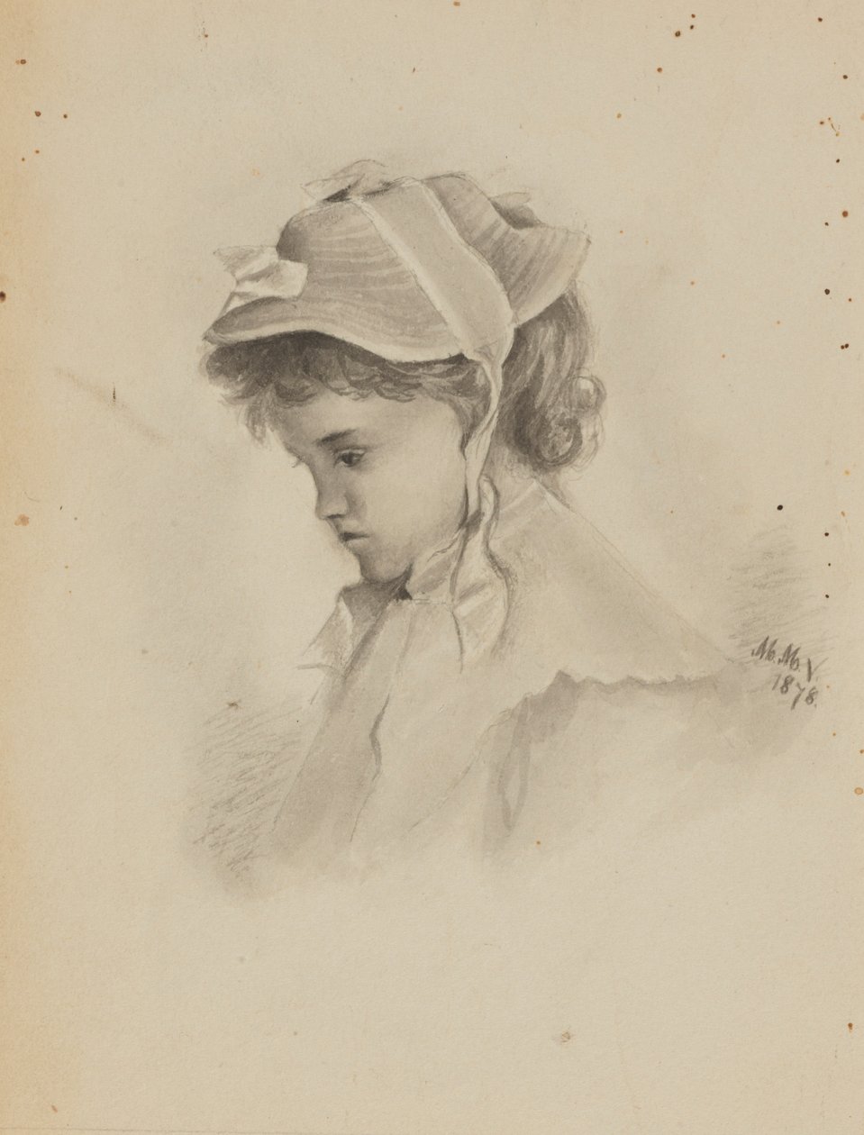Cím nélkül (Egy gyermek feje, aki lefelé néz) alkotó: Mary Vaux Walcott