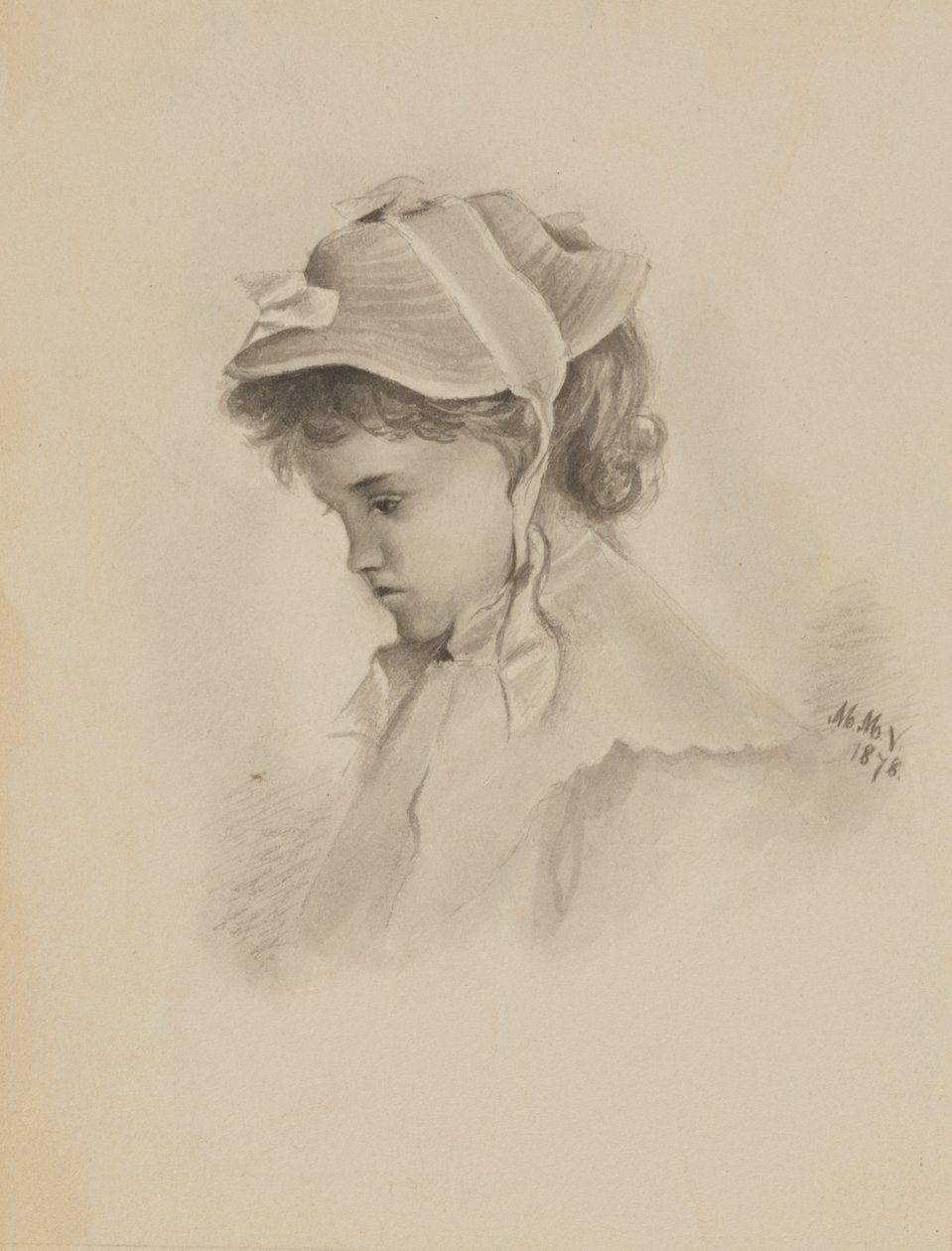 Egy lenéző gyermek feje cím nélkül, 1878. alkotó: Mary Vaux Walcott