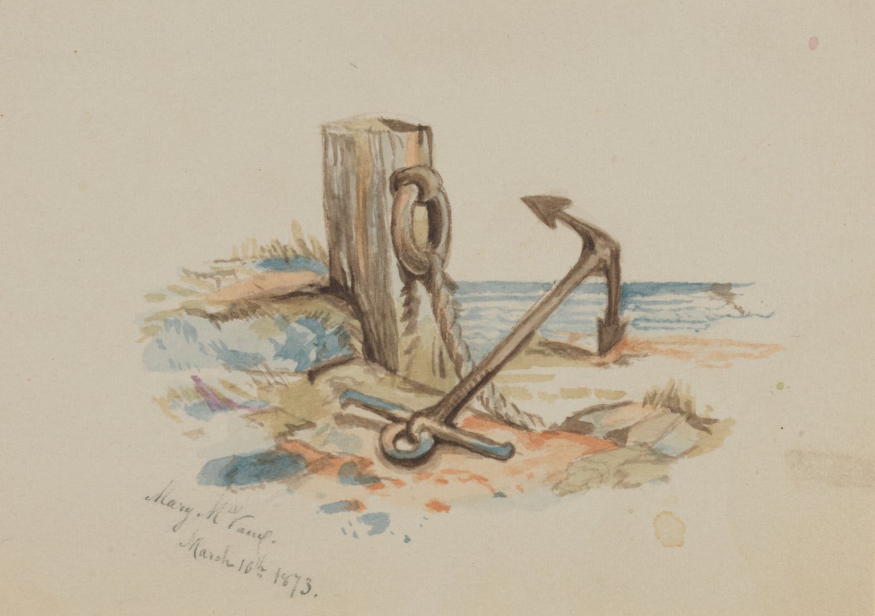 Kikötés és horgony cím nélkül, 1873. alkotó: Mary Vaux Walcott