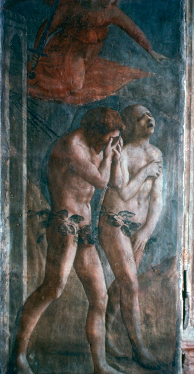 „Ádám és Éva száműzték a Paradicsomból”, részlet, előrestauráció, 1427. alkotó: Masaccio Tommaso