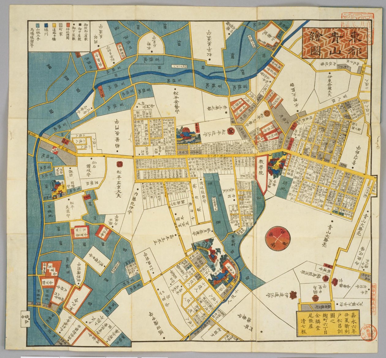 1853-as Edo térkép a jelenlegi Aoyama utca körül, Miyamasusakaue-ból alkotó: Masanori Tomatsu