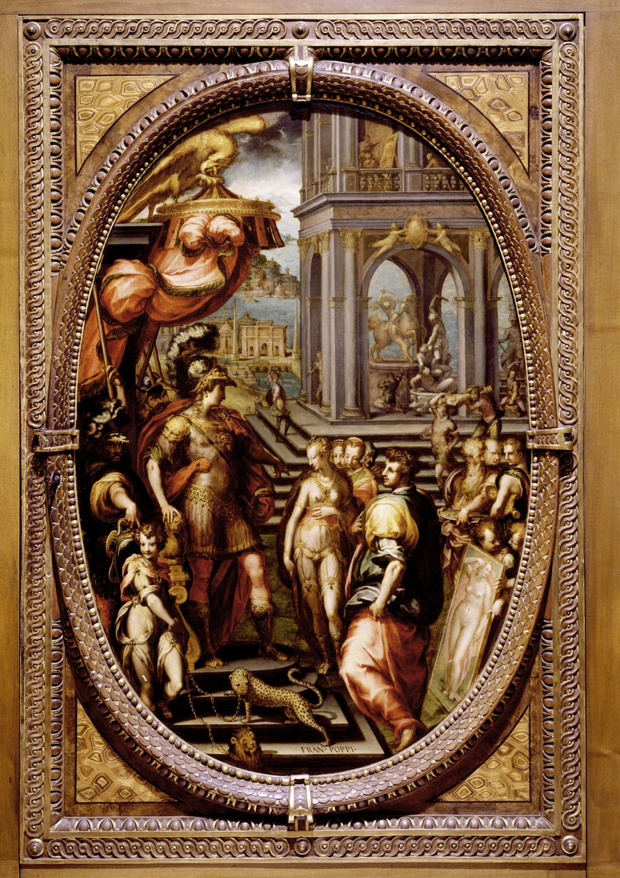 Nagy Sándor Campaspét adja Apellesnek, 1572 (olaj pala) alkotó: Maso da San Friano