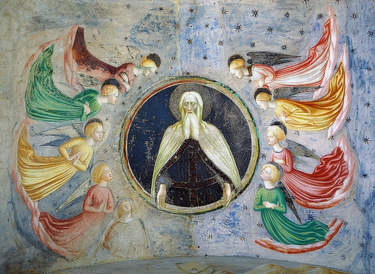Isten az Atya angyalokkal körülvéve. 1435 alkotó: Tommaso Masolino da Panicale