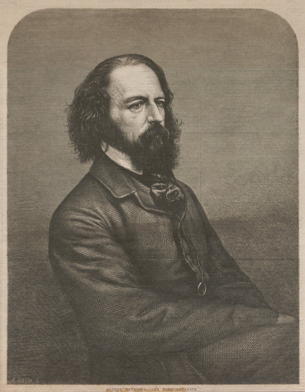 Alfred, Lord Tennyson portréja 1809-1892, 1864. alkotó: Mason Jackson
