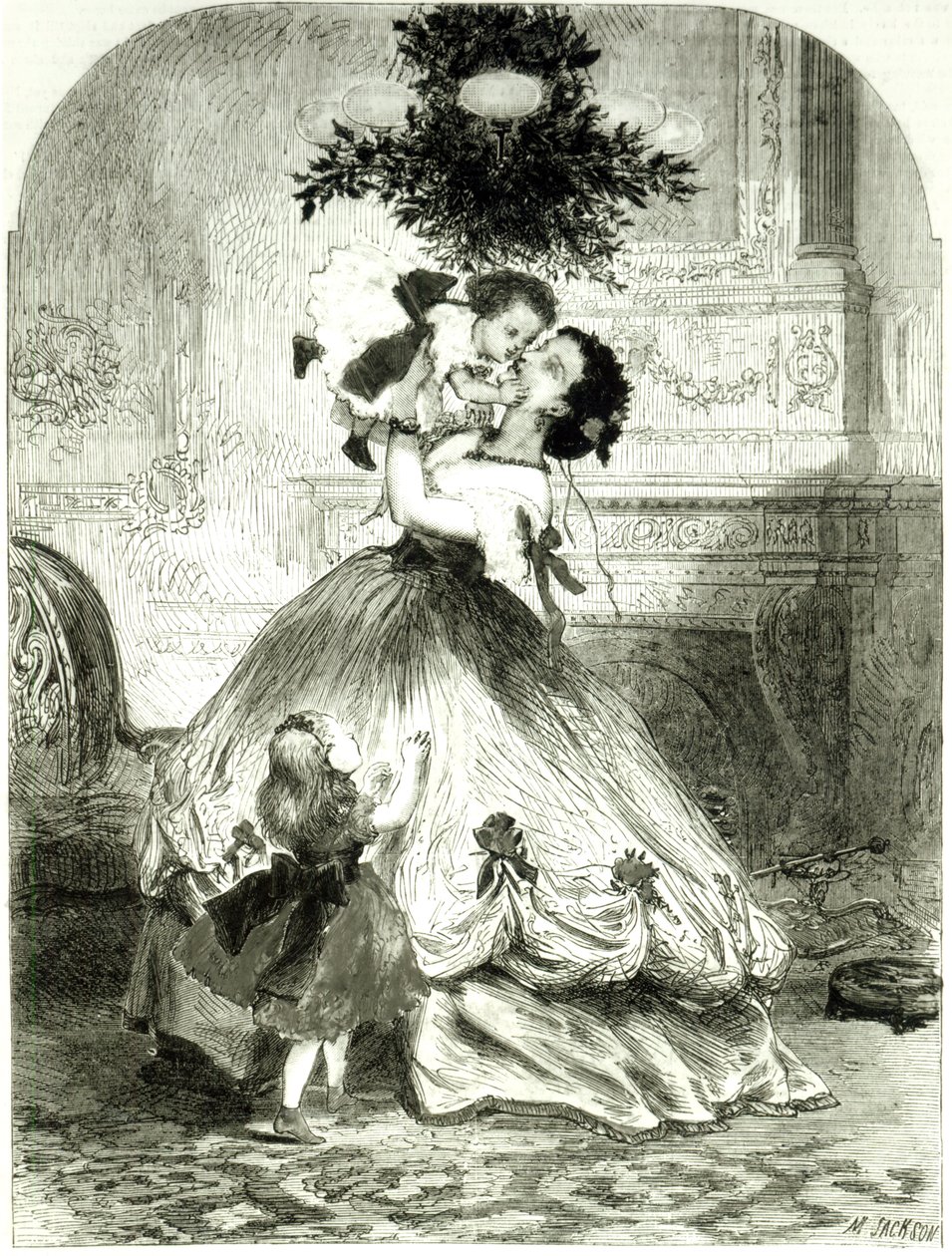 „Under the Mistletoe” az Illustrated London News számára, 1865 (metszet) alkotó: Mason Jackson