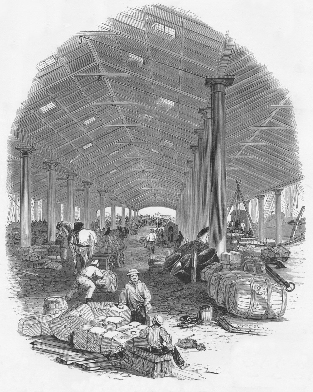 A Trafalgar Dock rakparti fészere, Liverpool, Anglia, 1847 alkotó: Mason Jackson