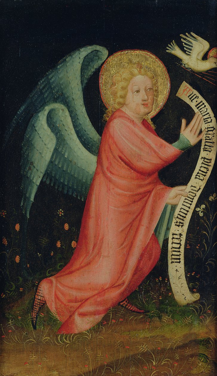 Az Angyali üdvözlet angyala, Az aratóoltárból, 1410 körül (tempera tölgyen) (lásd még: 145253 és 145255) alkotó: Master Bertram of Minden