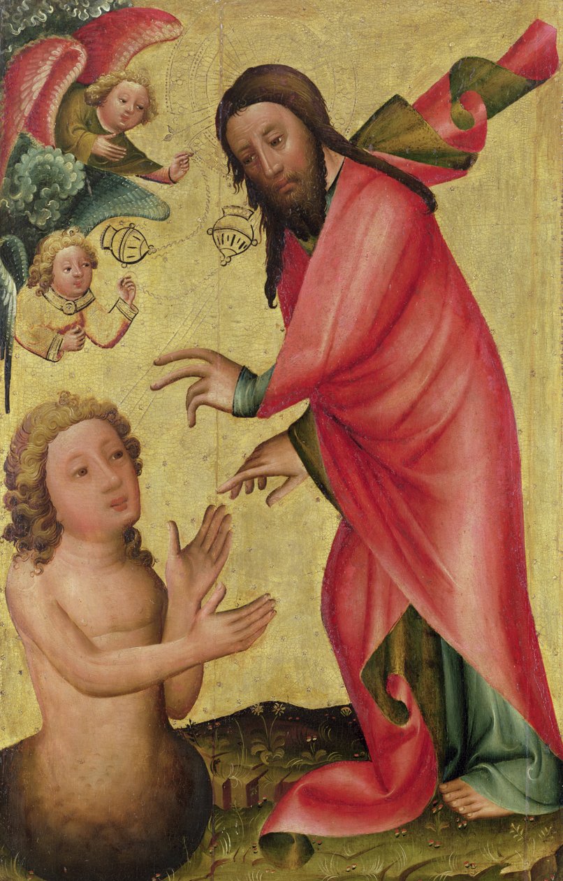 Ádám teremtése, részlet a Grabow-oltárról, 1379-83 (tempera a panelen) alkotó: Master Bertram of Minden