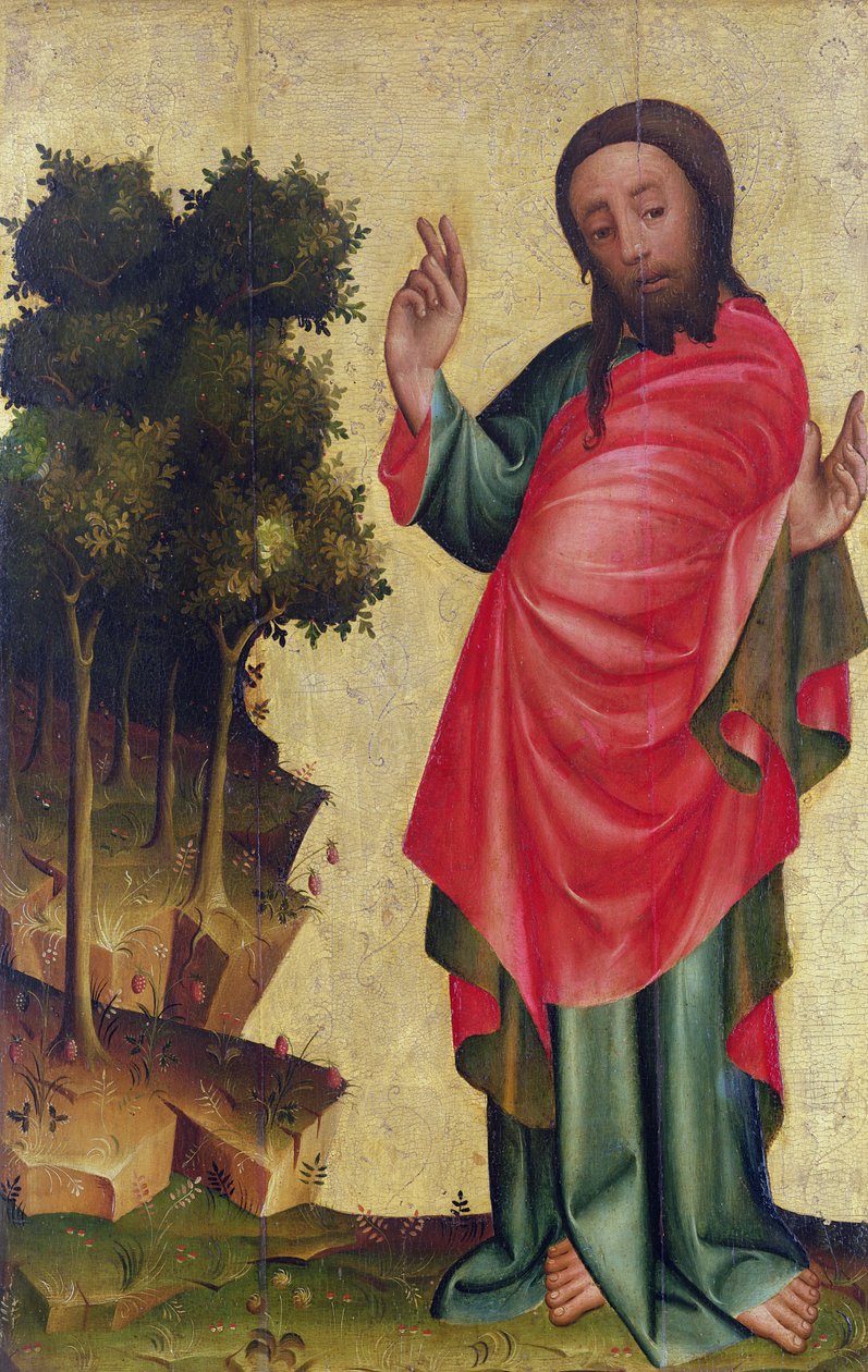 A szárazföld és a növényzet teremtése, részlet a Grabow-oltárból, 1379-83 (tempera a panelen) alkotó: Master Bertram of Minden