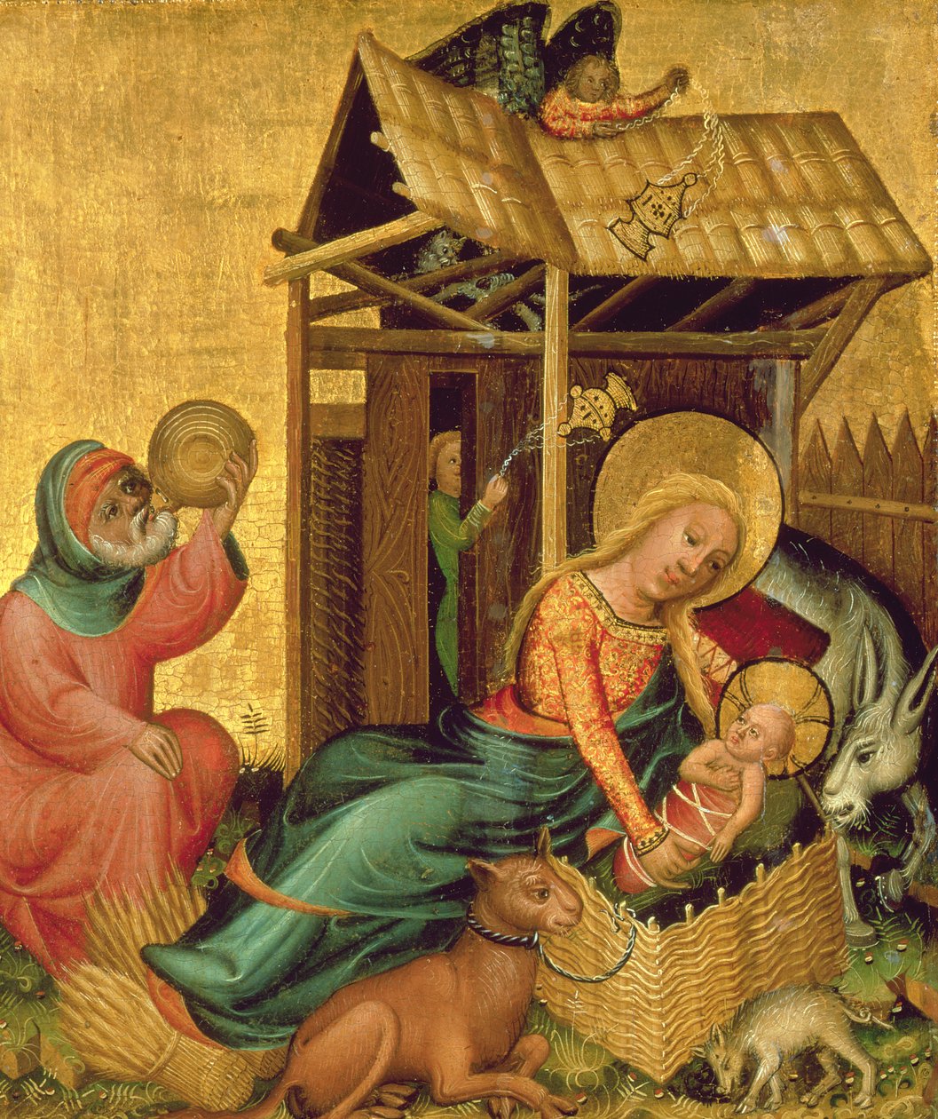 Születés, a Buxtehude-oltárról, 1400-10 (tempera a panelen) alkotó: Master Bertram of Minden