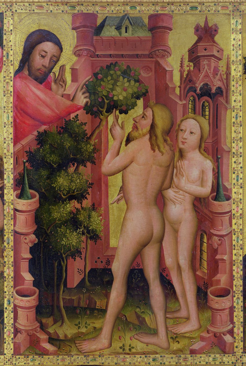 A tudás fája, részlet a Grabow-oltárból, 1379-83 (tempera a panelen) alkotó: Master Bertram of Minden