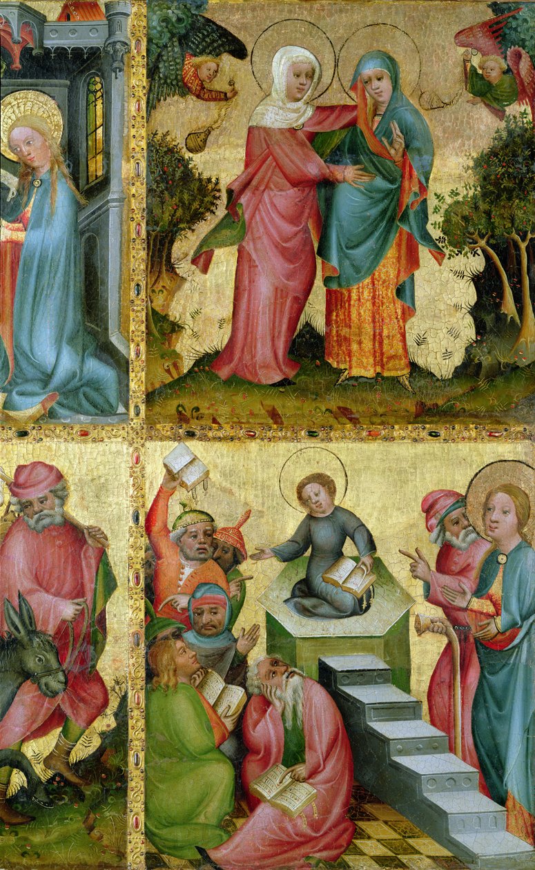 Látogatás és vita az orvosokkal, a Buxtehude-oltárról, 1400-10 (tempera a panelen) alkotó: Master Bertram of Minden