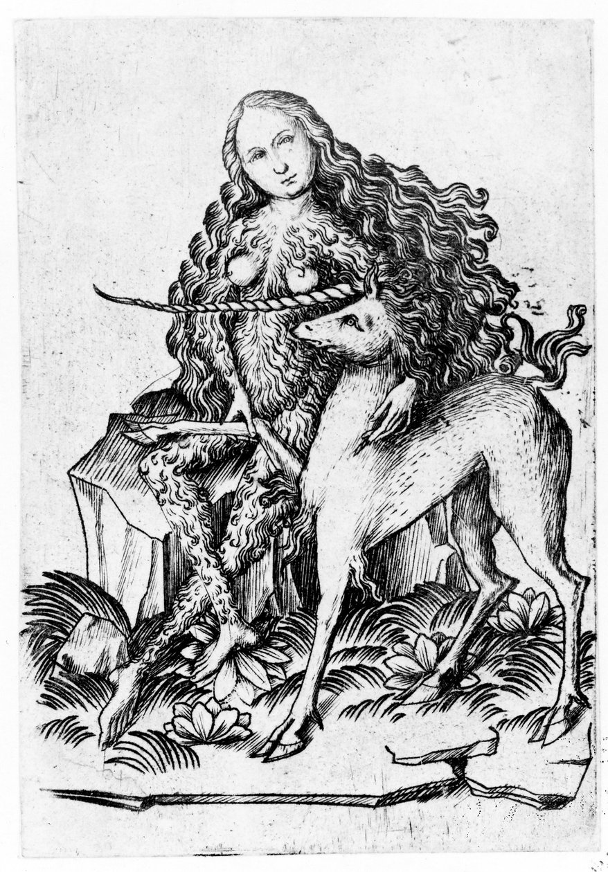 Egy vad nő és egy unikornis c. 1460 alkotó: Master E. S.