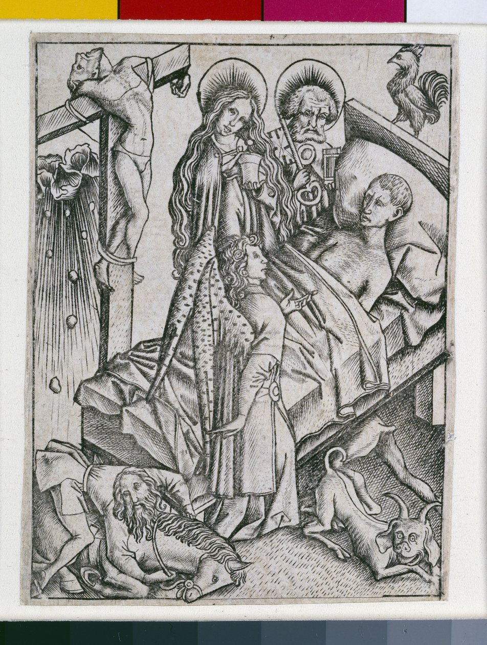 Vigasztalás a bizalom által, illusztráció az "Ars Moriendi"-ből, 1460 körül. alkotó: Master E. S.