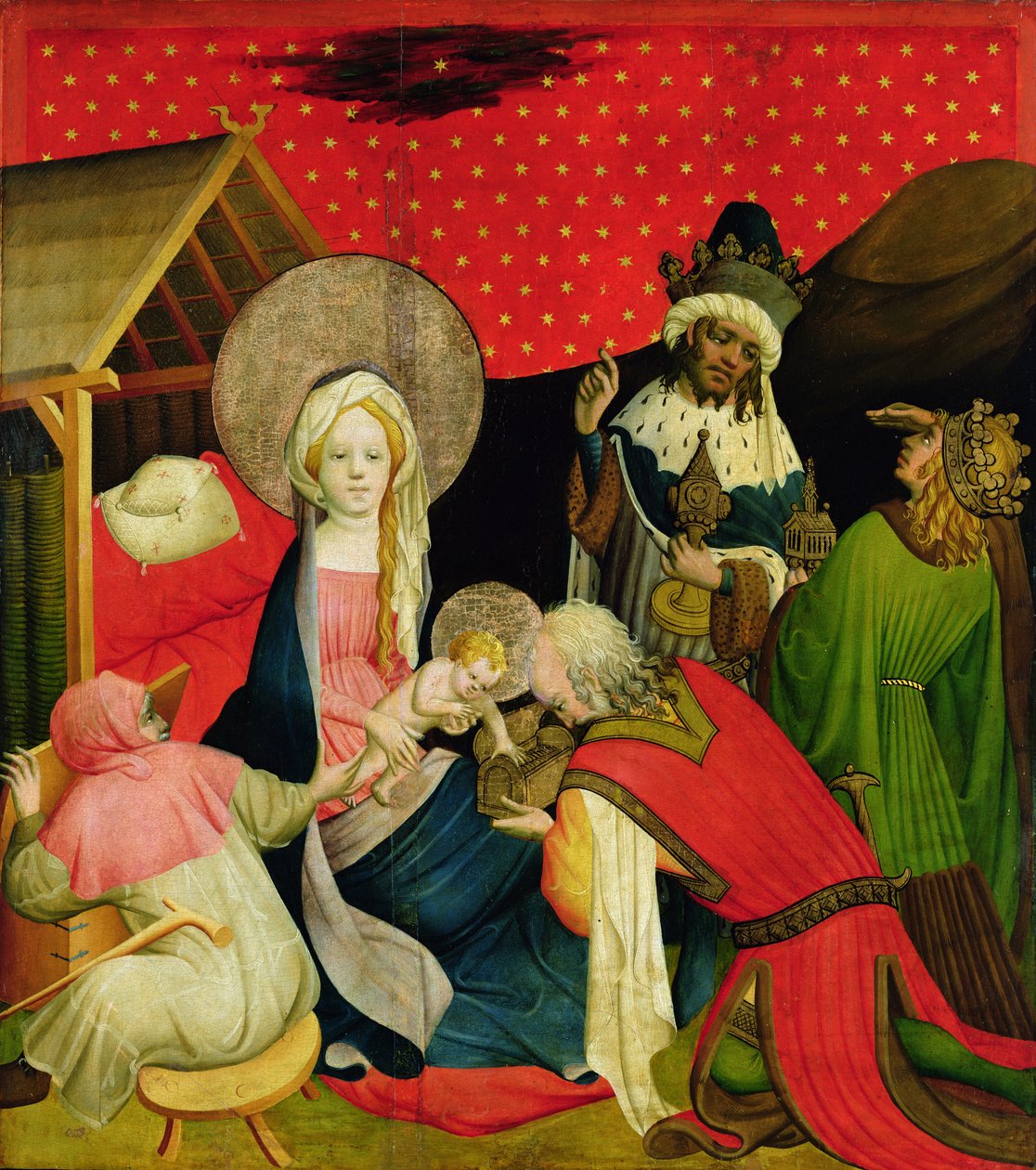 A Mágusok imádása, a hamburgi Szent János-templom Szent Tamás-oltárának táblája, 1424-ben kezdődött (tempera és olaj a táblán) alkotó: Master Francke