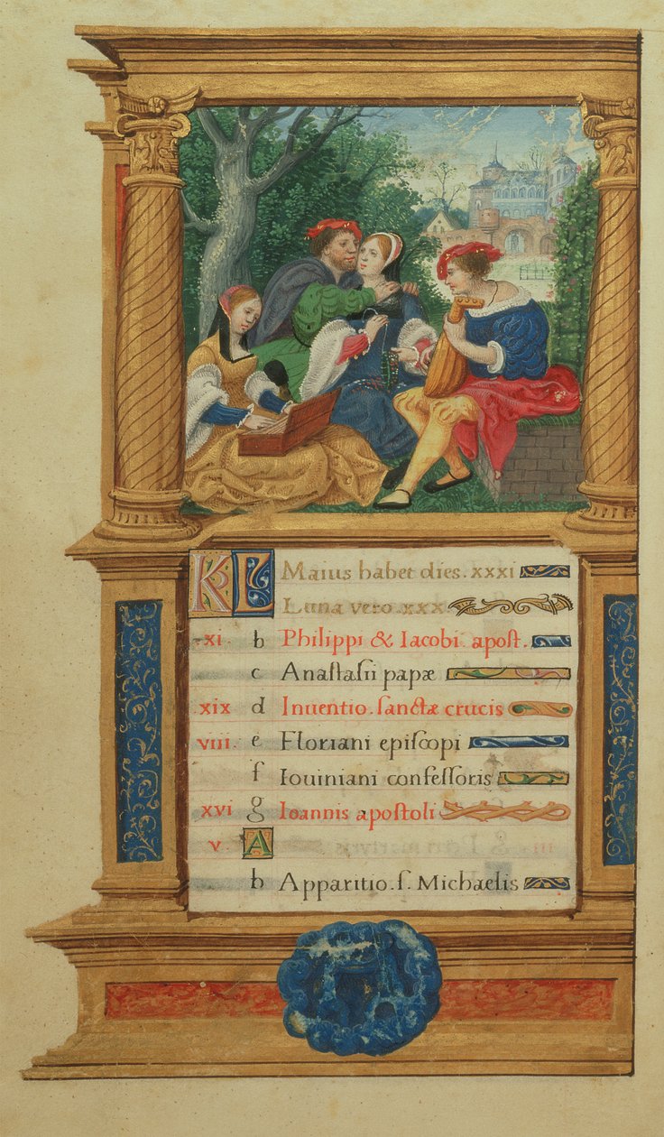 MS W.449 fol.6v Május Zenélés, 1525 körül alkotó: Master Jean de Mauleon