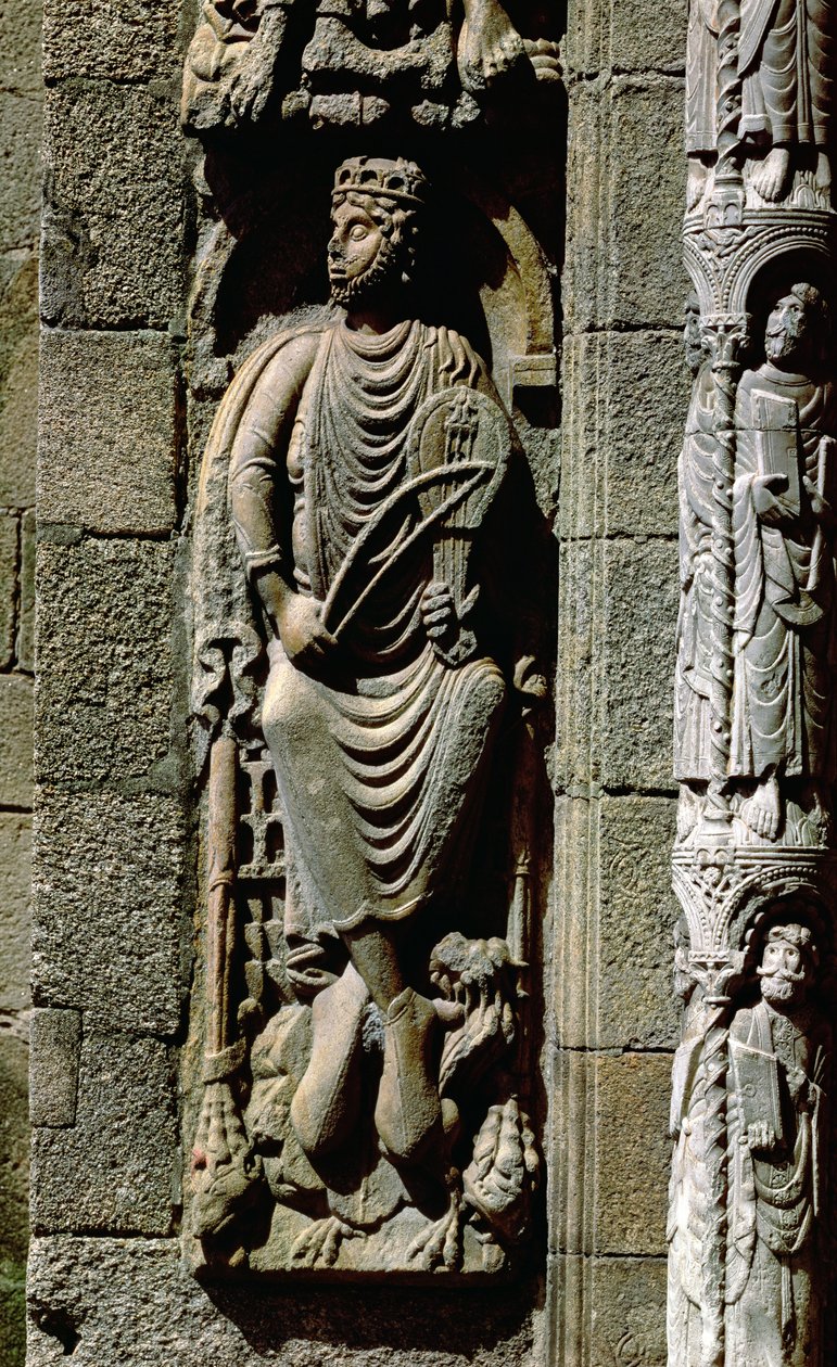 Dávid király, részlet a Portico de las Plateriasból alkotó: Master Mateo