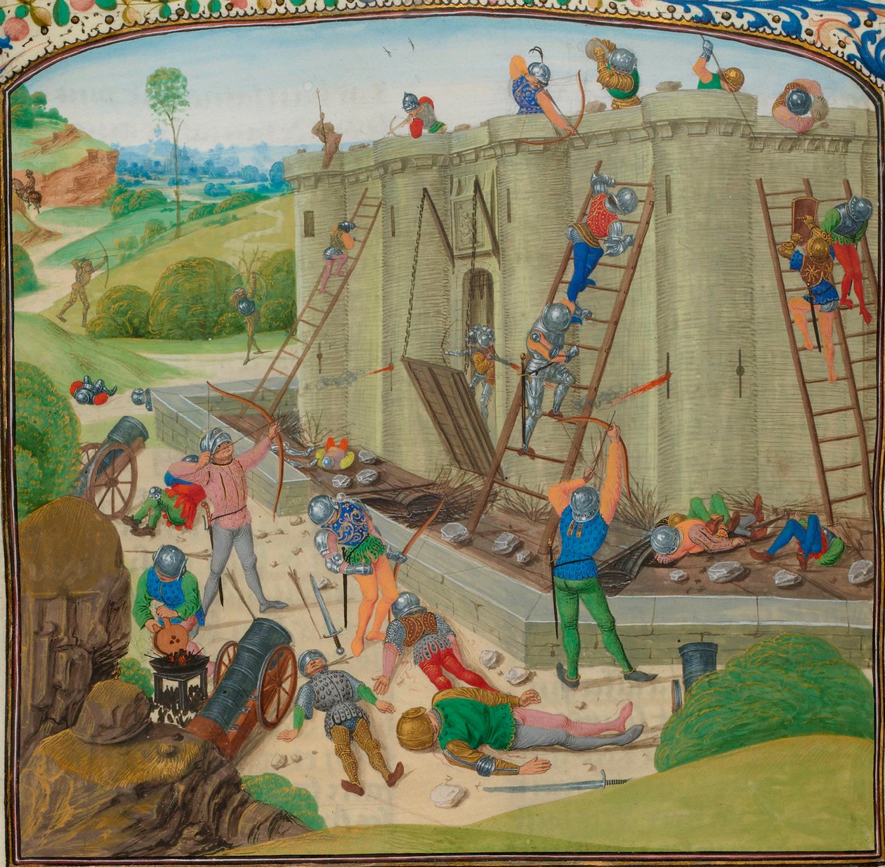 A kastély legrégebbi ismert ábrázolásai illusztrálják Brest ostromát Lancaster herceg 1386 -ban. alkotó: Master of Anthony of Burgundy