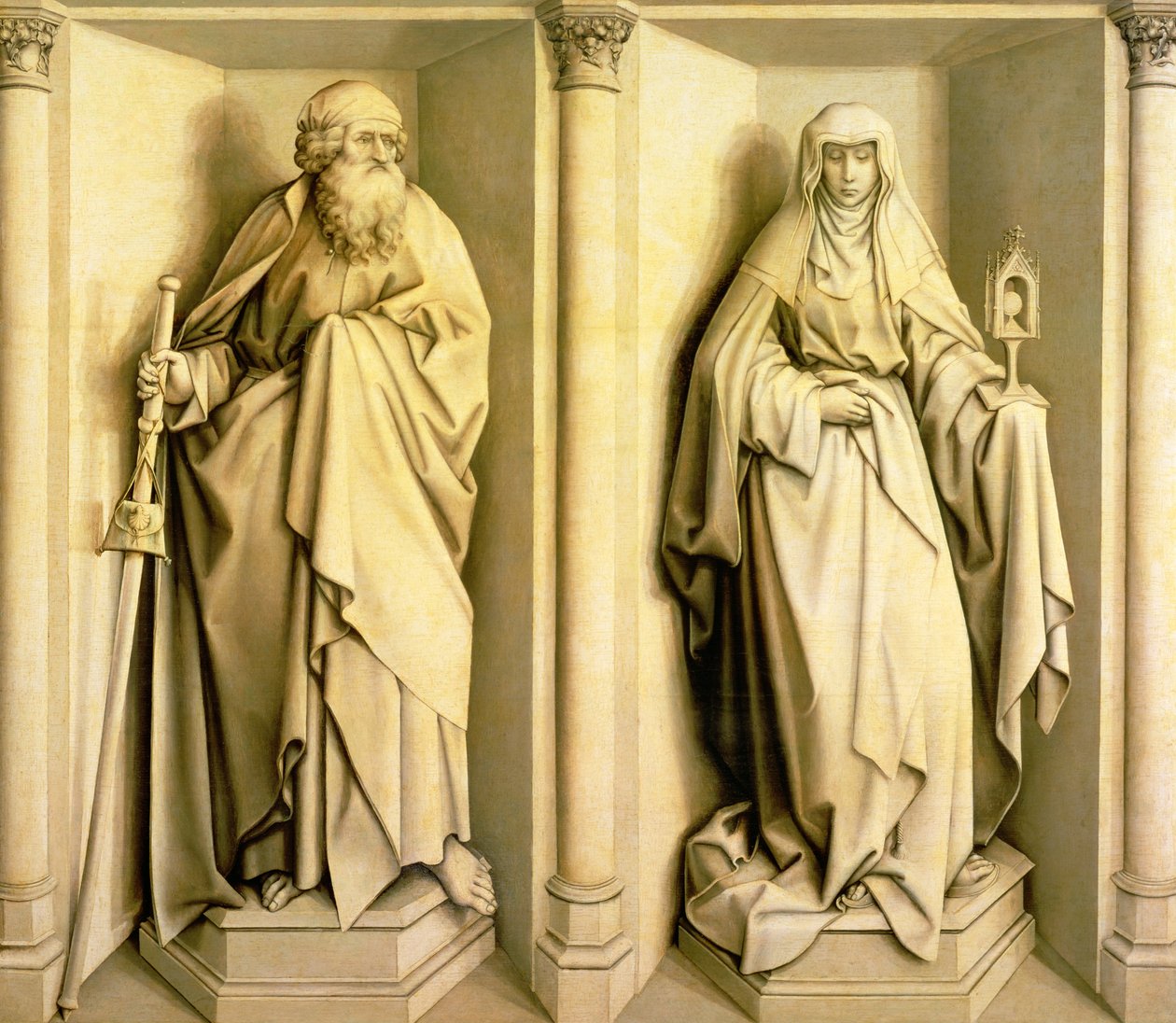 Nagy Szent Jakab és Szent Klára, predella panel a The Nuptials of the Virgin-ből (a főpanelért lásd: 53825) alkotó: Master of Flémalle