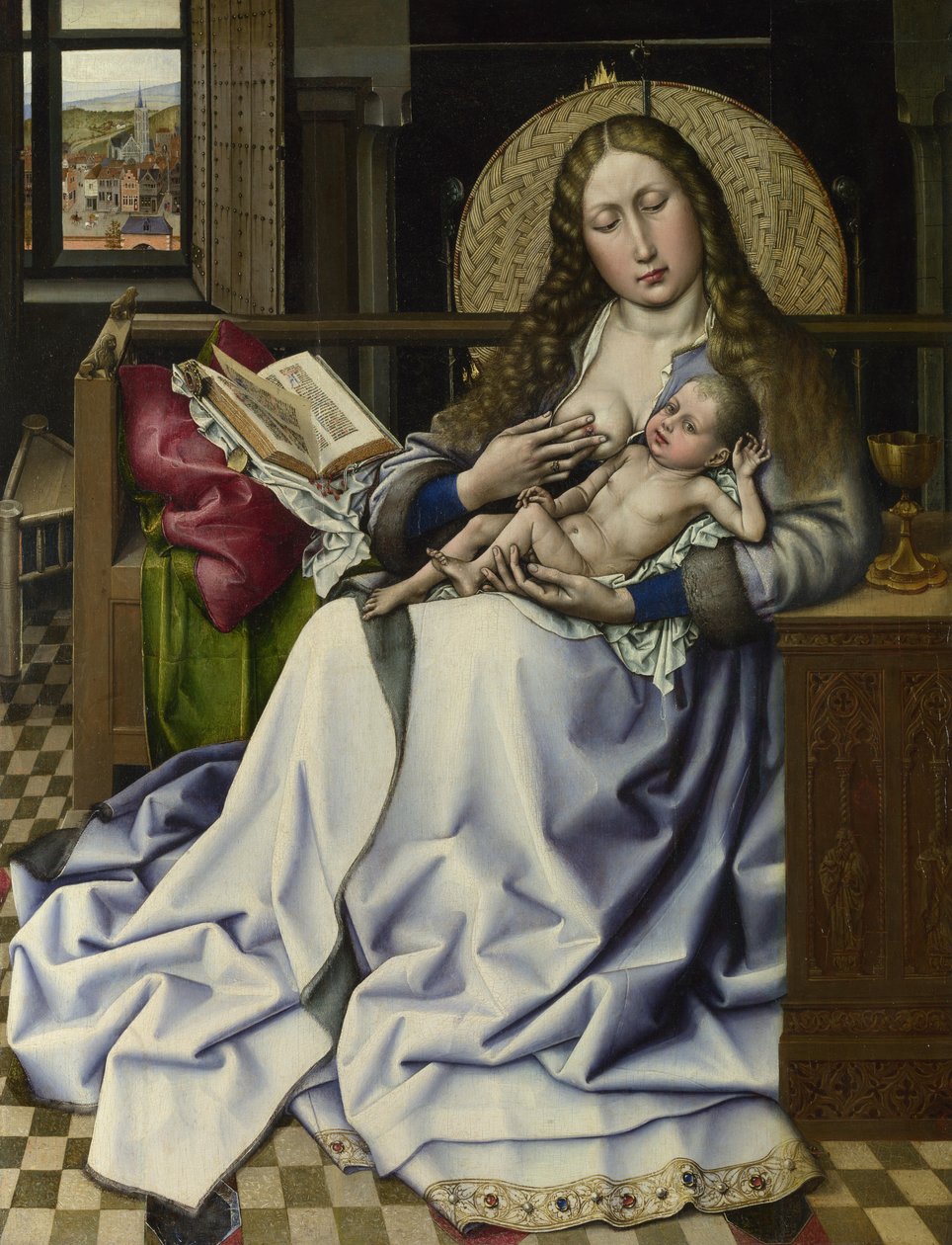 Szűz és gyermek a tűzvédő előtt, 1440 körül (olaj és tojás tempera a panelen) alkotó: Master of Flémalle