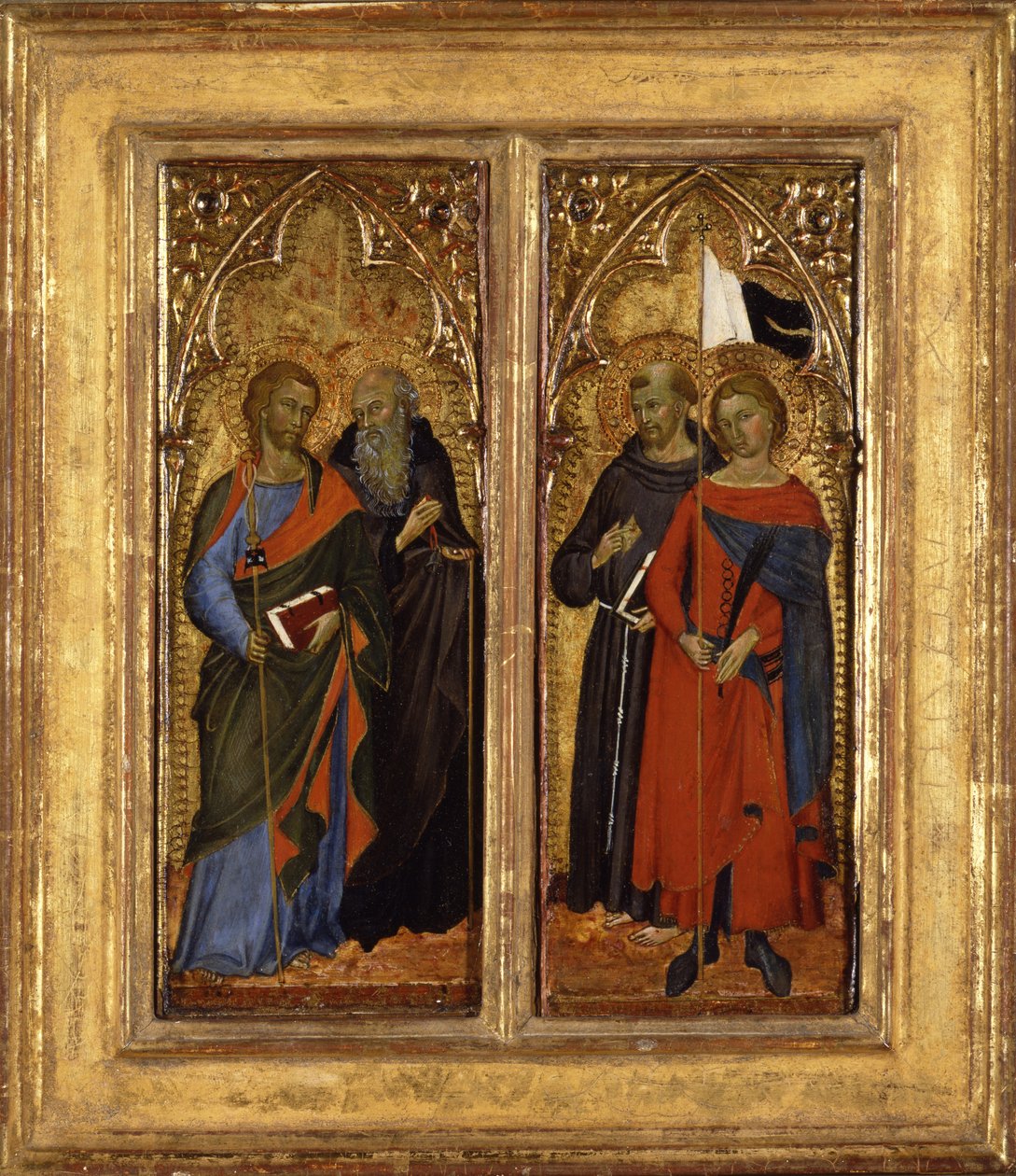 Szent Jakab, Anthony Abbot, Ferenc és Ansanus, 1385-90 körül (tempera a panelen) alkotó: Master of Panzano