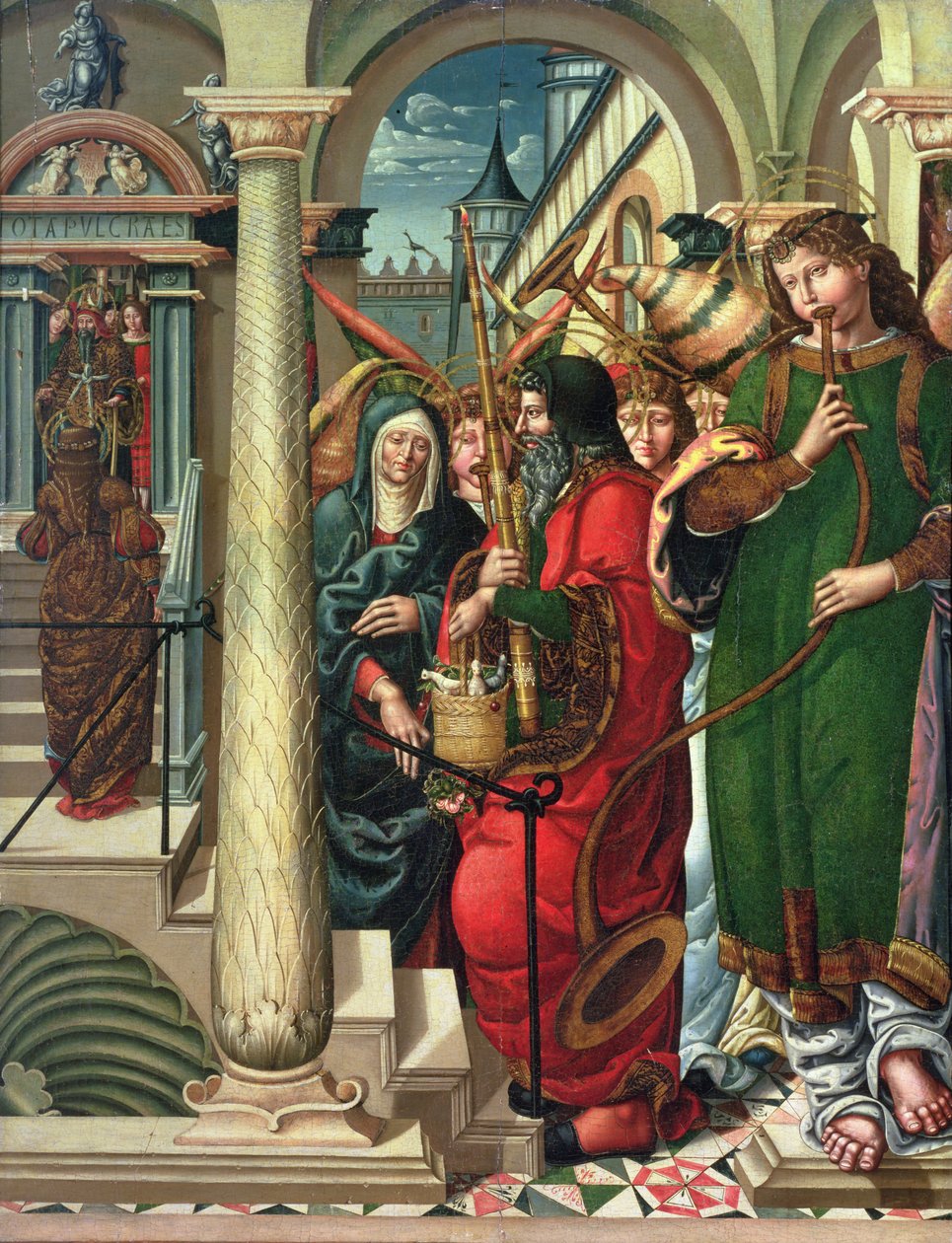 A Szűz bemutatása a templomban, 1519 (panel) alkotó: Master of Sigena