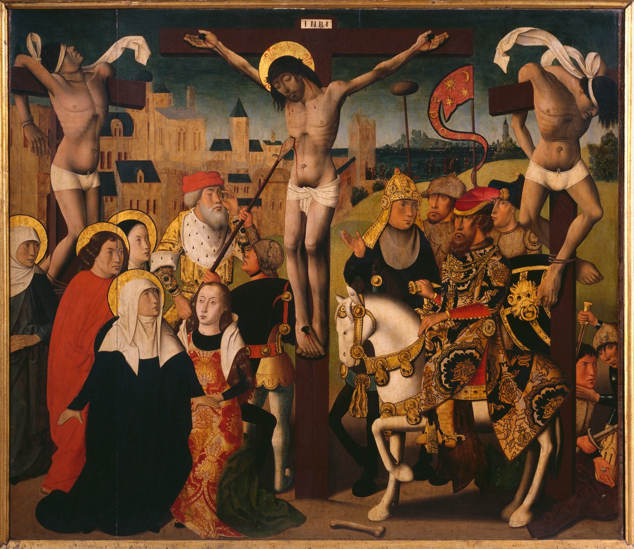 Passió-triptichon, keresztre feszítés, központi panel (lásd még: 345856, 345857, 345858) alkotó: Master of St. Godelieve Legend