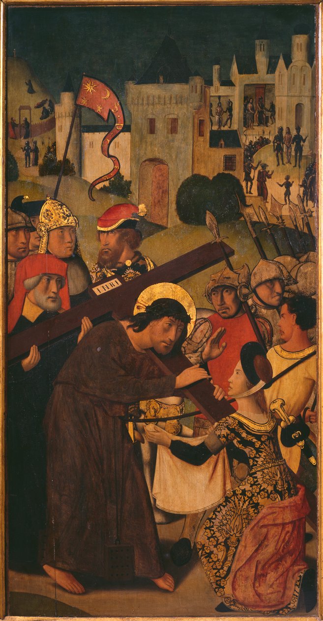 Passió-triptichon, a kereszthordozás, bal oldali panel (lásd még: 345855, 345856, 345858) alkotó: Master of St. Godelieve Legend