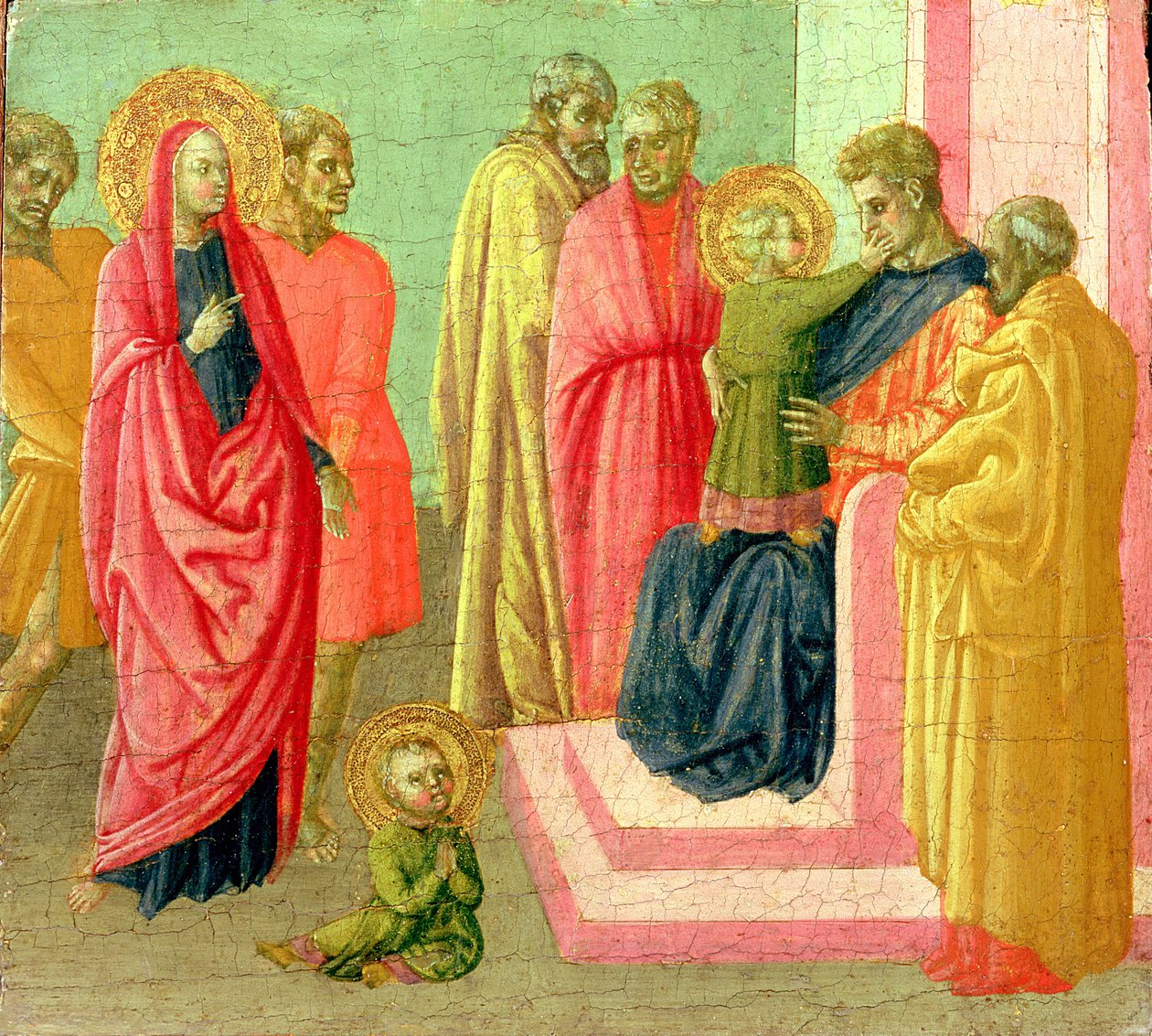 Szent Kvirikus pofon a bíróra, 1430-as évek (tempera és aranylevél a táblán) alkotó: Master of St. Julitta and St. Quiricus Master of St. Julitta and St. Quiricus