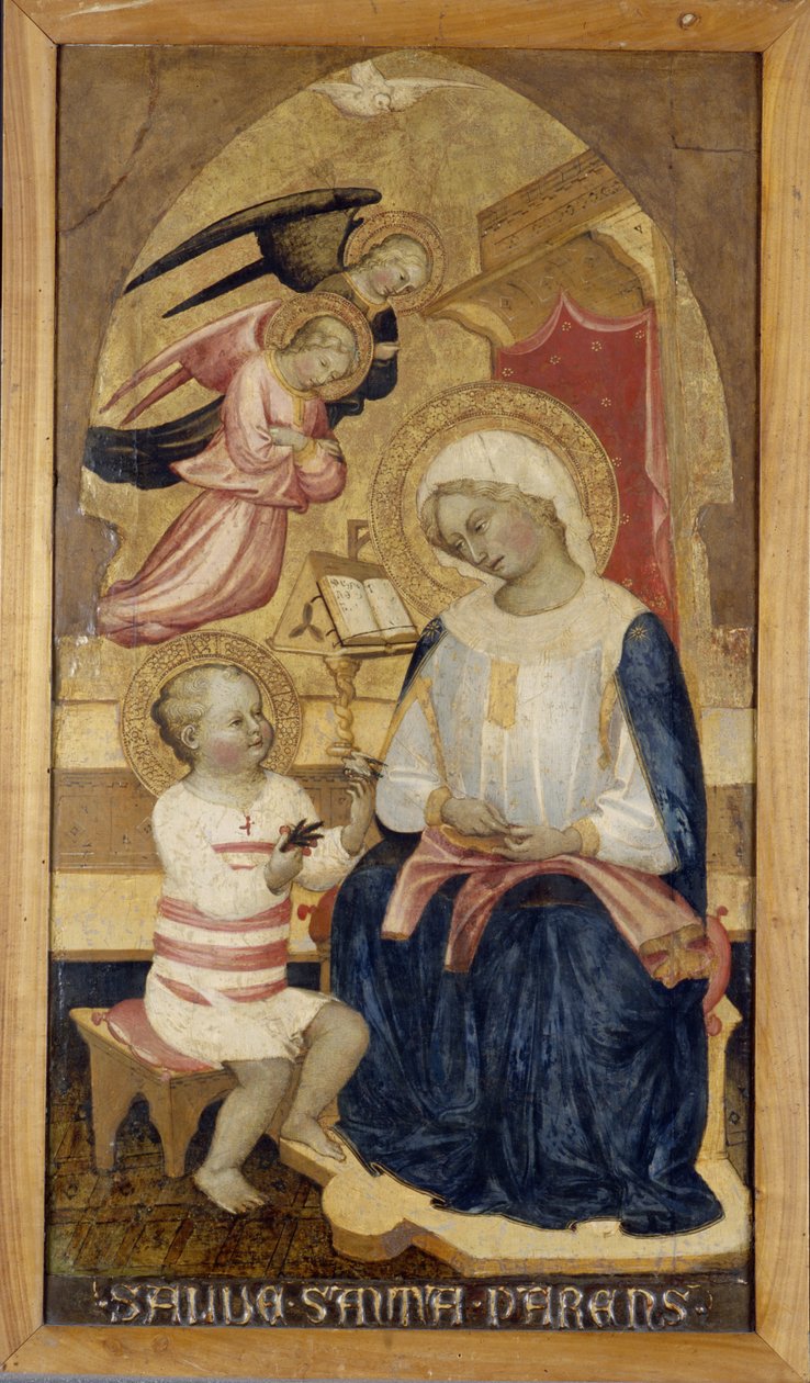 Mária Jézussal és két angyallal, 1425 körül (tempera fán) alkotó: Master of the Bambino Vispo