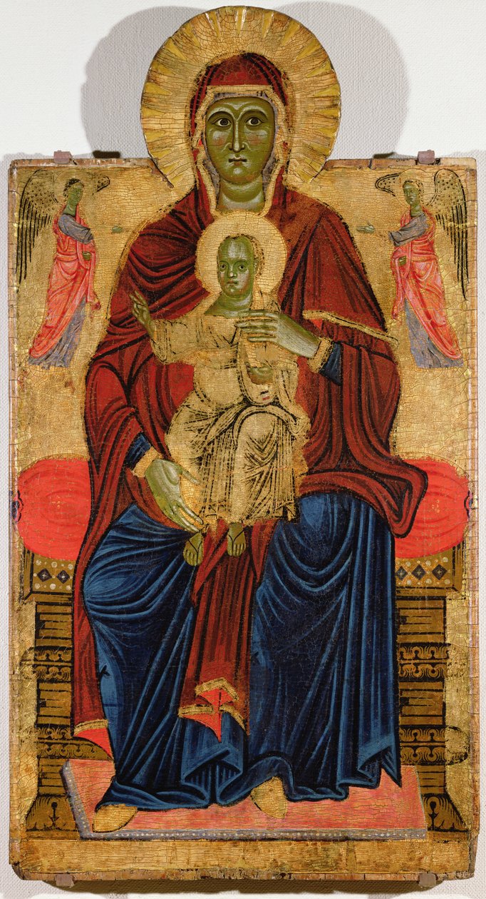 Madonna Enthroned (olaj, vászon a panelen) alkotó: Master of the Bigallo Crucifix