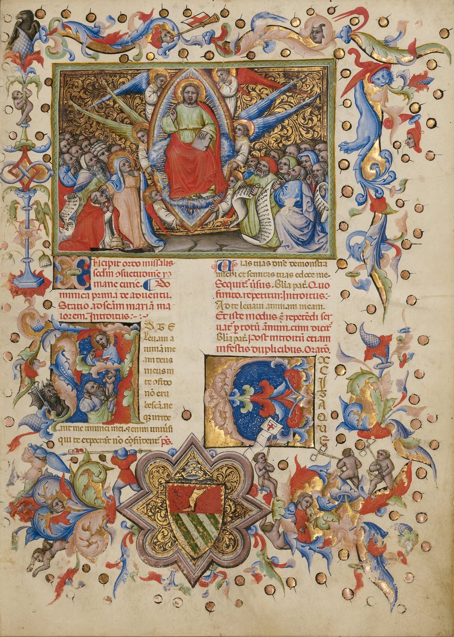 Krisztus a felségben; A kezdőbetű: Egy ember, aki Istenhez emeli a lelkét alkotó: Master of the Brussels Initials