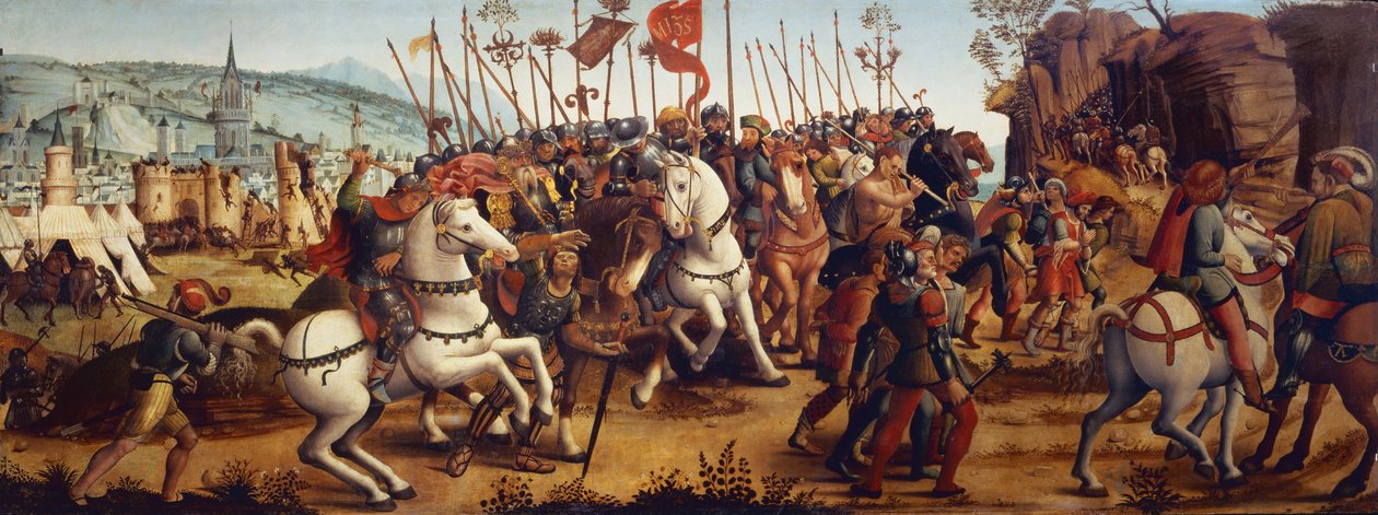 Athén legyőzése Minósz, Kréta királya által, Thészeusz történetéből alkotó: Master of the Campana Cassoni