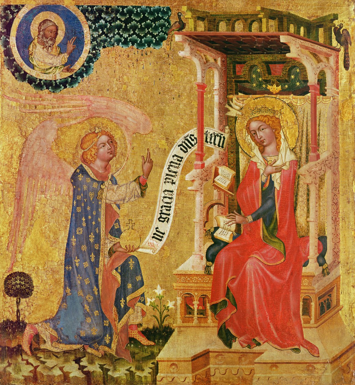 Angyali üdvözlet, 1350 körül (tempera fán) alkotó: Master of the Cycle of Vyssi Brod