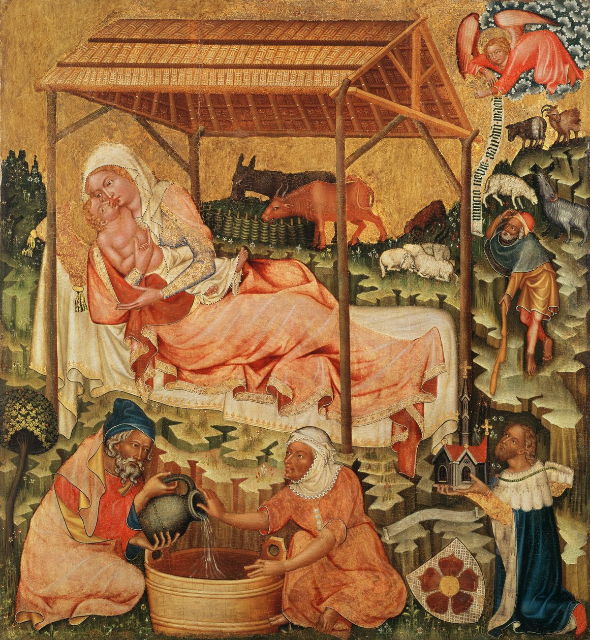Születés, 1350 körül (tempera fán) alkotó: Master of the Cycle of Vyssi Brod