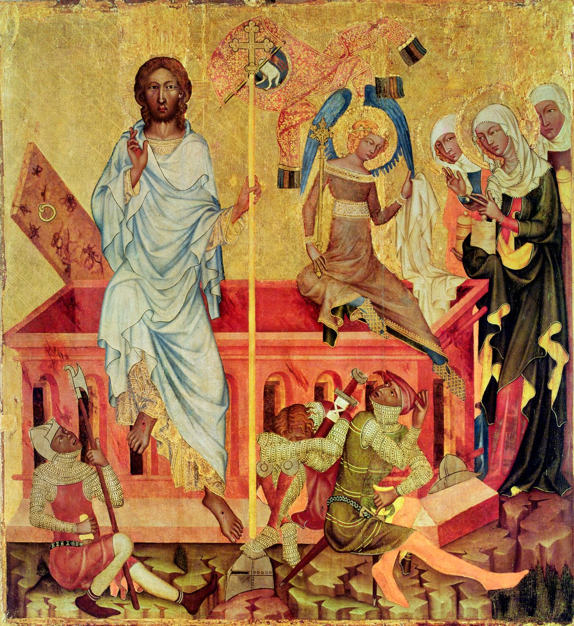 Krisztus feltámadása, 1350 körül (tempera a panelen) alkotó: Master of the Cycle of Vyssi Brod