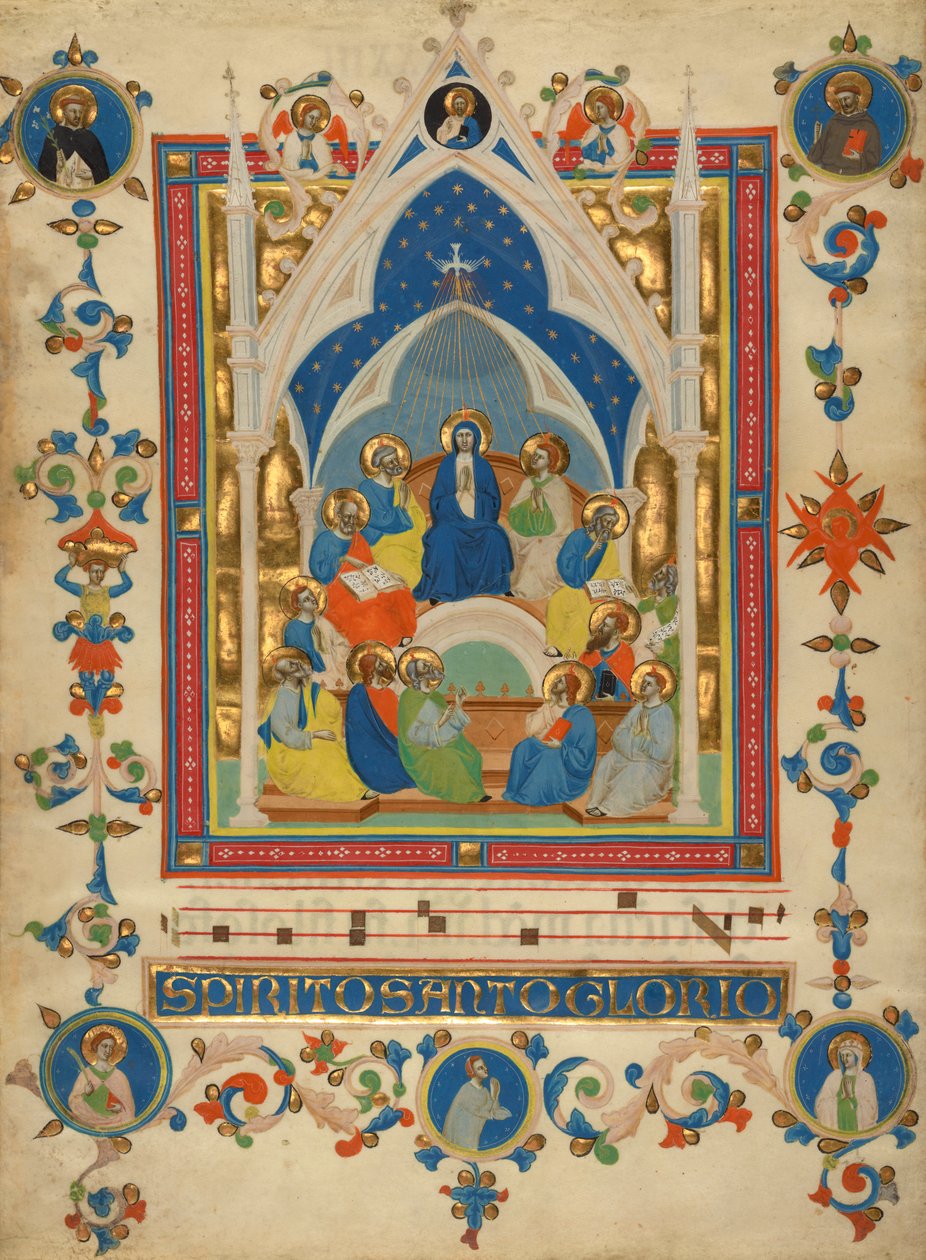Pünkösd a Sant"Agnese Laudario-ból, 1340 körül alkotó: Master of the Dominican Effigies