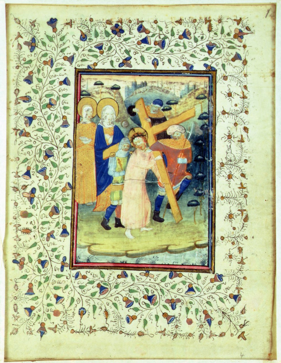 A kereszthordozás, az órák könyvéből, Brugge alkotó: Master of the Embroidered Foliage
